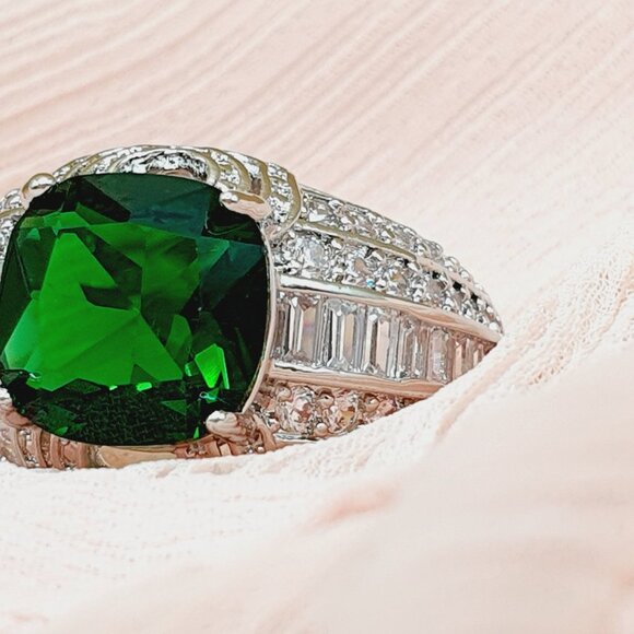 Gorgeous Square Stone Micro Paved Shiny CZ Luxury Ring for Women, INDN8341 - Picture 4 of 8